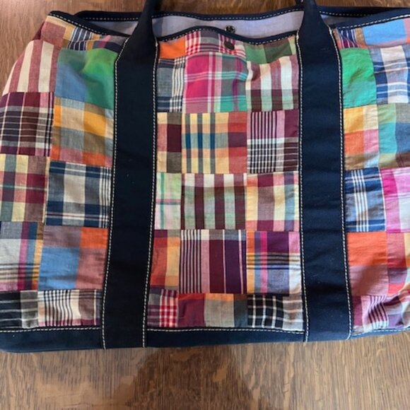 JCrew canvas and cotton tote with matching bag - Picture 1 of 7